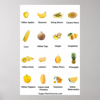 Poster Frutas amarelas e vegetais