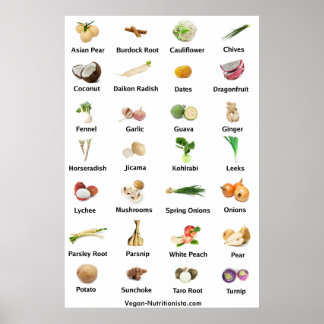 Poster Frutas brancas e vegetais