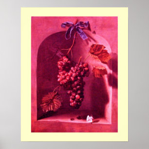 Poster FRUTAS DA ESTAÇÃO -PROSPERIDADE rosa antigo vermel
