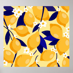 Poster Frutas de limão: padrão de comida.