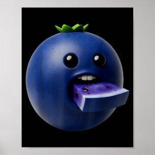 Poster Frutas de Nicho Engraçadas Mirtilo Meme Brainrot S