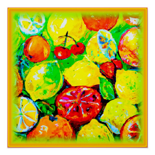 Pôster frutas de Verão, Comprar de Arte (Frente)