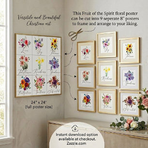 Poster Frutas do espírito floral