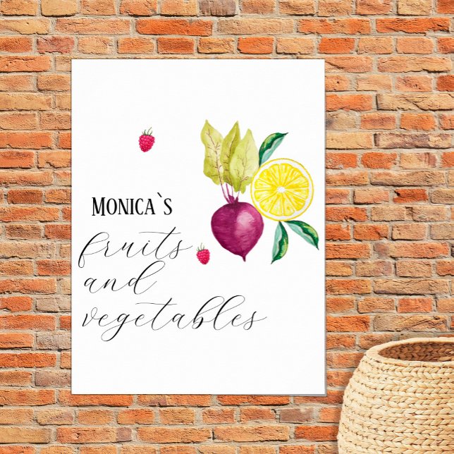 Poster Frutas e Legumes Monogramados Pequenas Empresas (Criador carregado)