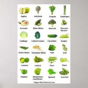 Poster Frutas e legumes verdes
