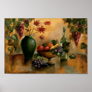 Poster Frutas e vinho com matiz do outono