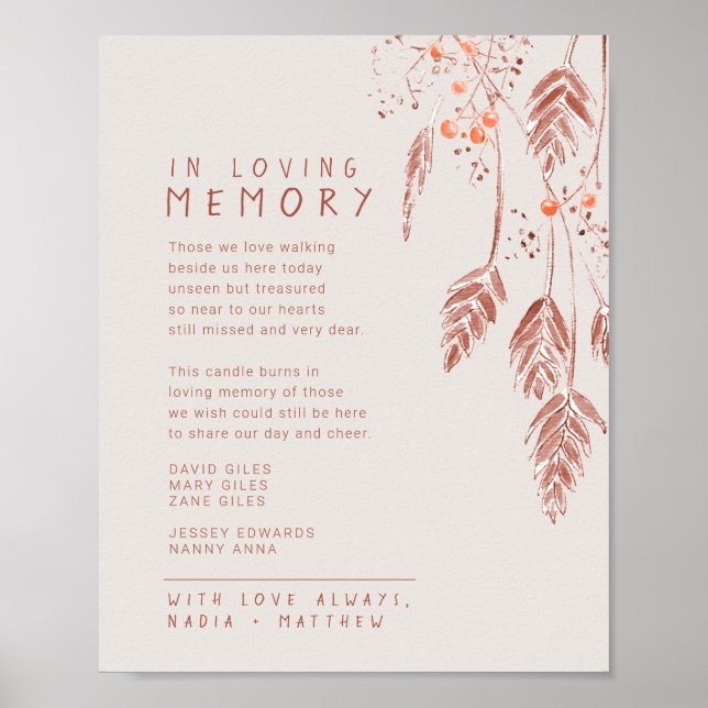 Poster Frutas silvestres caem memorial de casamento lembr (Frente)