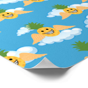 Poster Frutas Sorridente Abacaxi Engraçado Carinhas Feliz