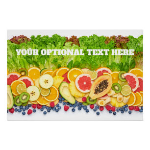 Pôster Frutas Tropicais de Texto Personalizado