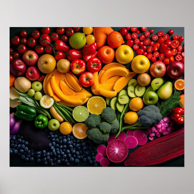 Poster Frutas Vegetais Saudáveis Comidas Nutrição Saúde (Frente)
