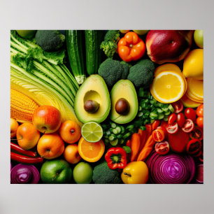 Poster Frutas Vegetais Saudáveis Comidas Nutrição Saúde