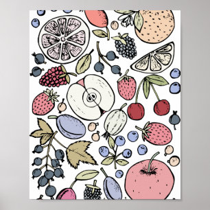 Poster Frutas vintage temáticas, vintage