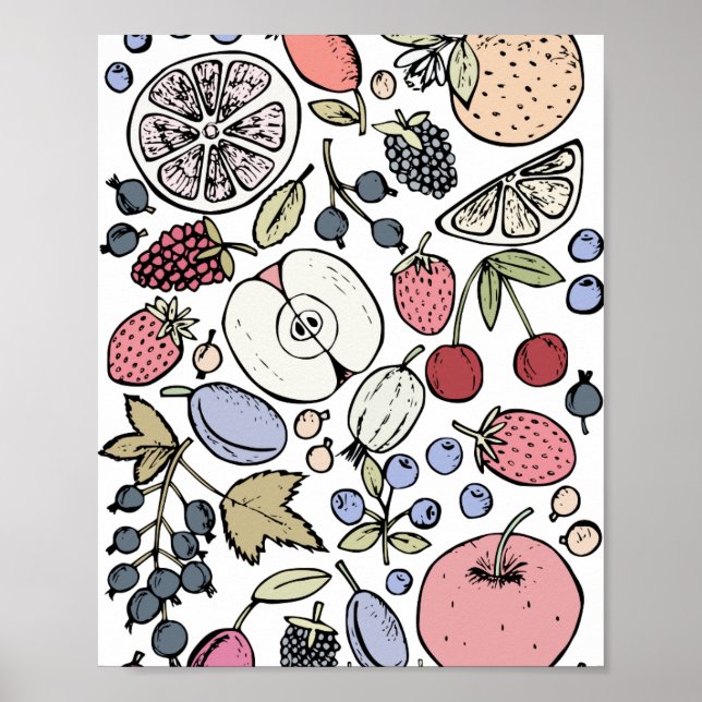Poster Frutas vintage temáticas, vintage (Frente)