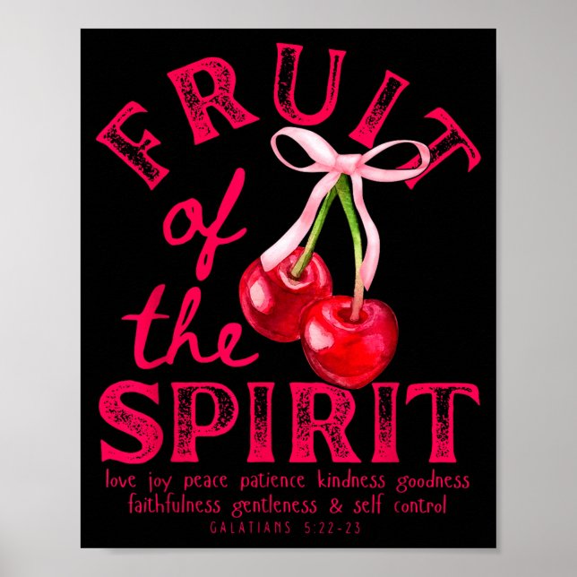 Poster Fruto Do Espírito Cristão Coquette Laço Rosa Ch (Frente)