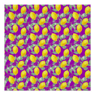 PÔSTER FRUTOS DE LIMÃO EM FUNDO ROXO