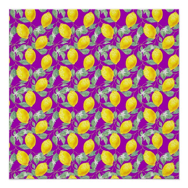 PÔSTER FRUTOS DE LIMÃO EM FUNDO ROXO (Frente)