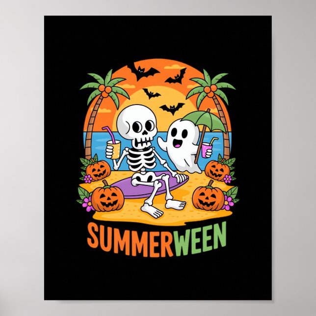 Poster Fu do Halloween de Summerwin Skeleton Ghost Beach (Frente)