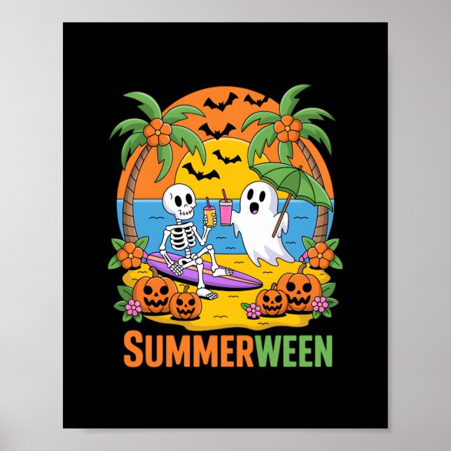 Poster Fu do Halloween de Summerwin Skeleton Ghost Beach (Frente)
