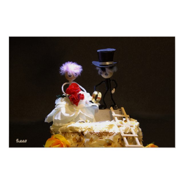 Pôster Fubby bruidspaartje op taart. (Frente)
