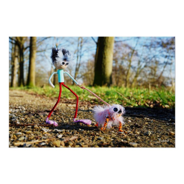 Pôster Fubby die zijn hondje uitlaat. (Frente)