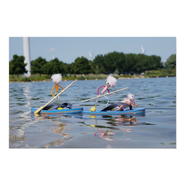 Pôster Fubby's die een wedstrijdje Peddelboard doen. (Frente)