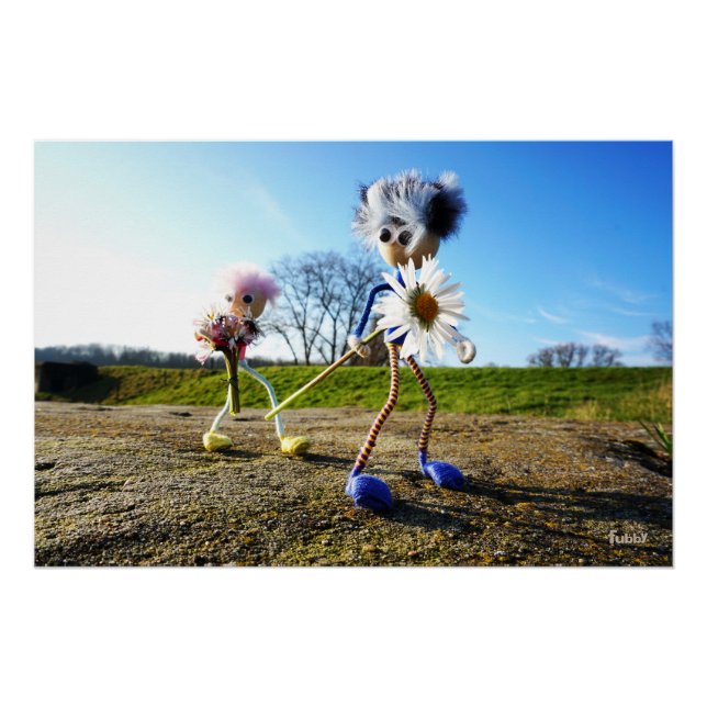 Pôster Fubby's in natuur met madeliefjes. (Frente)