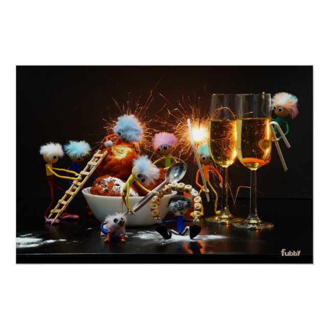 Pôster Fubby's met Jaarwisseling bij feestdagen. (Frente)