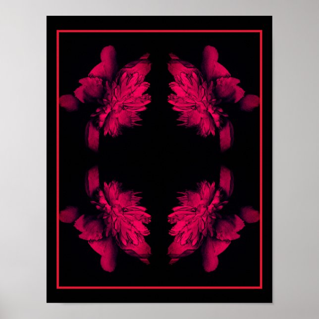 Poster Fuchsia Peony Abstrato Floral Art (Frente)