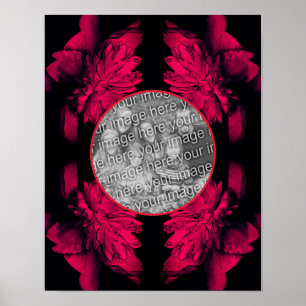 Poster Fuchsia Peony Floral Frame Crie sua própria foto