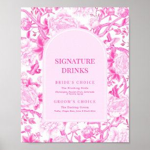 Poster Fuchsia Pink Chinoiserie Signature Bebidas
