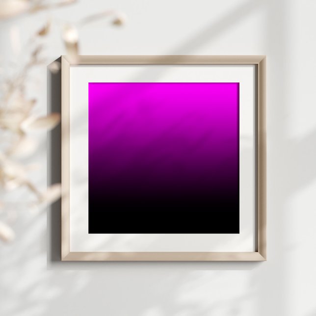 Poster Fúcsia Preto Ombre (Fuchsia and black gradient ready for her monogram initial.)