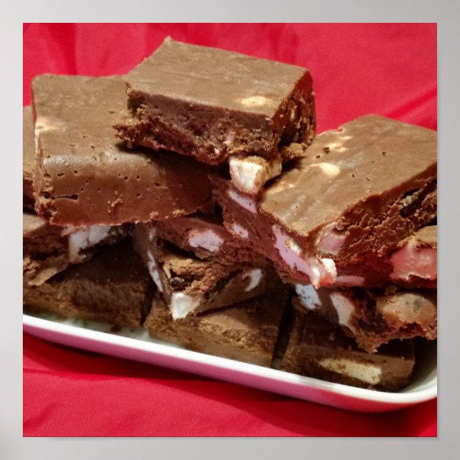 Poster Fudge de Marshmallow com Chocolate e Cereja num Pr (Frente)
