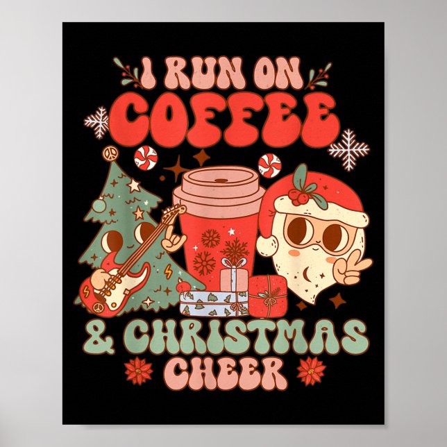 Poster Fueled By Coffee &amp; Christmas Cheer Funny Coffe (Frente)