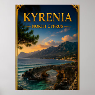 Poster Fuga Costeira de Chipre do Norte em Kyrenia Memóri