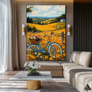 Poster Fuga do Campo Dourado – Arte Naïf de Bicicleta Rur