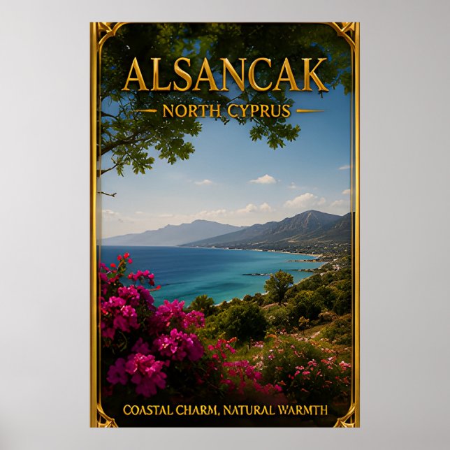 Poster Fuga do Mar da Montanha Alsancak Norte de Chipre (Frente)
