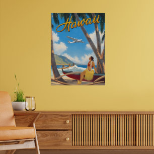 Poster Fuga do Paraíso Vintage Havaiano Hula Girl Aloha