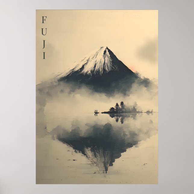 Poster FUJI - Minimalist Sumi-e Ink  (Frente)
