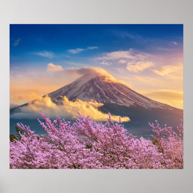 Poster Fuji Mountain and Cherry Blossoms na Primavera do  (Frente)