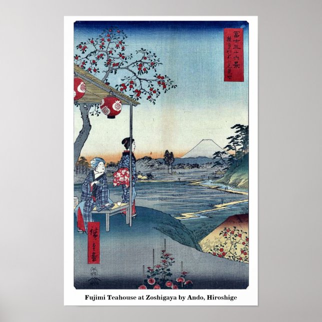 Poster Fujimi Teahouse em Zoshigaya por Ando, Hiroshige (Frente)