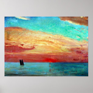 Poster Fujishima Takeji Sunrise sobre o Mar Oriental