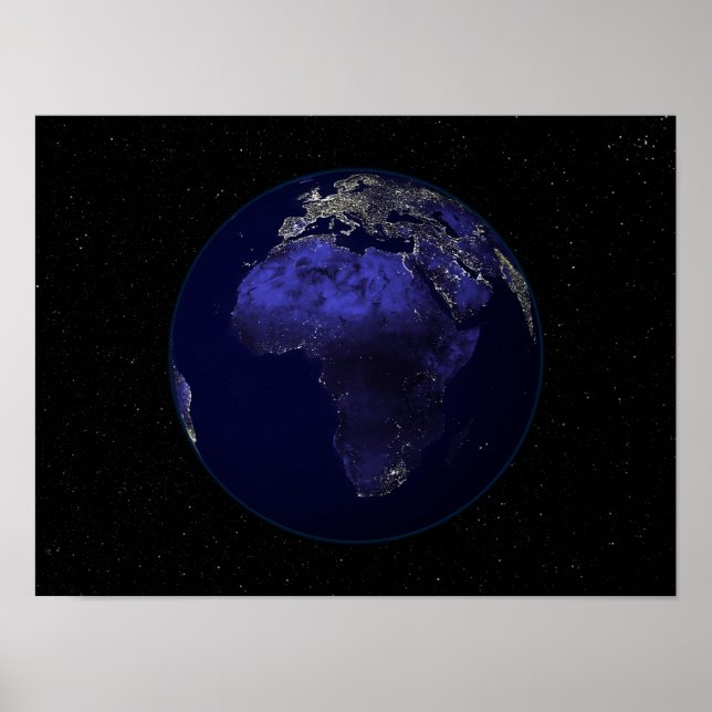 Poster Full Earth at night showing Africa and Europe (Frente)