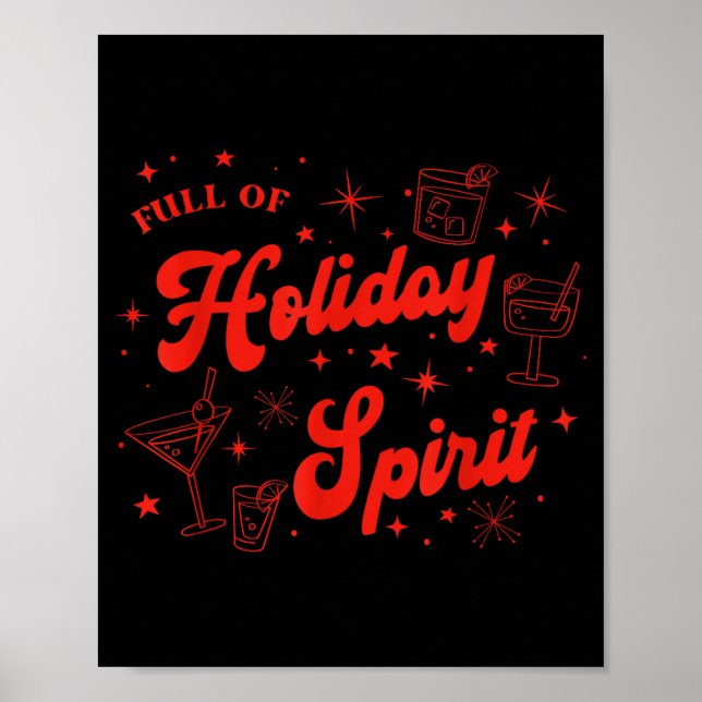 Poster Full Of Holiday Srit Christmas Drinking Retro Tail (Frente)