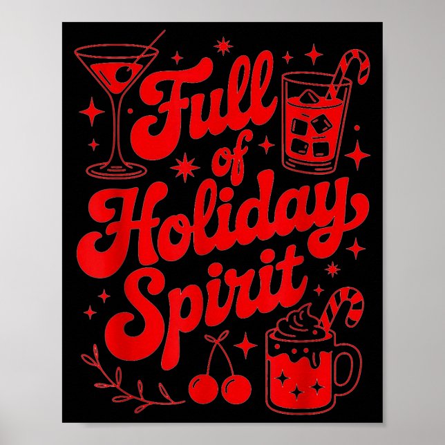 Poster Full Of Holiday Srit Funny Christmas Drinking Retr (Frente)