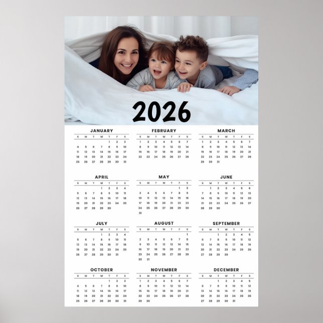 Poster Full-Year Calendar with Customizable Photo  (Frente)