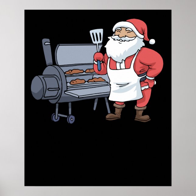 Poster Fumaça Natal Barbecue Santa Claus Grill (Frente)