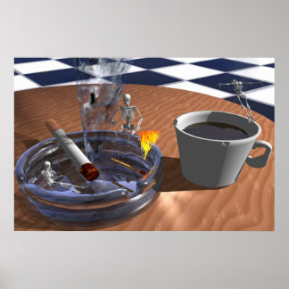 Poster fumadores não fumantes, fumos de esqueleto