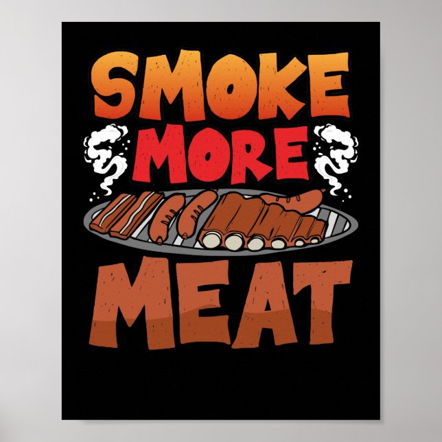 Poster Fumar mais carne fumante Churrasco churrasco (Frente)