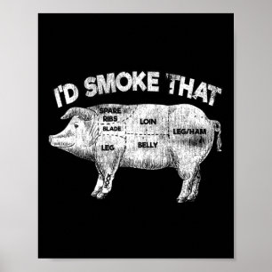 Poster Fumaria Aquele Churrasco Engraçado Fumante Vintage