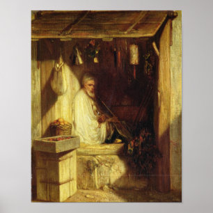 Pôster Fumo mercante turco em sua loja, 1844